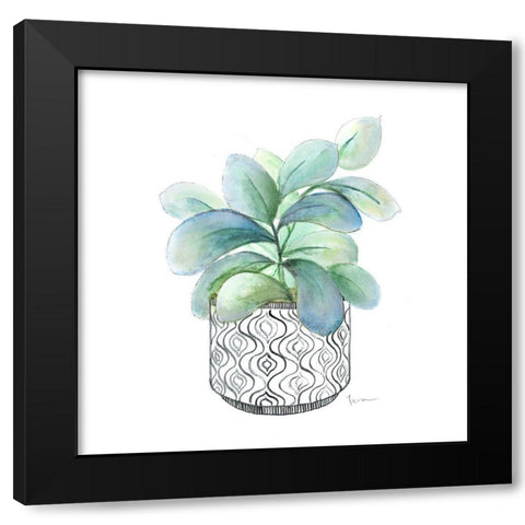 Modern Botany Blue III Black Modern Wood Framed Art Print with Double Matting by Tava Studios