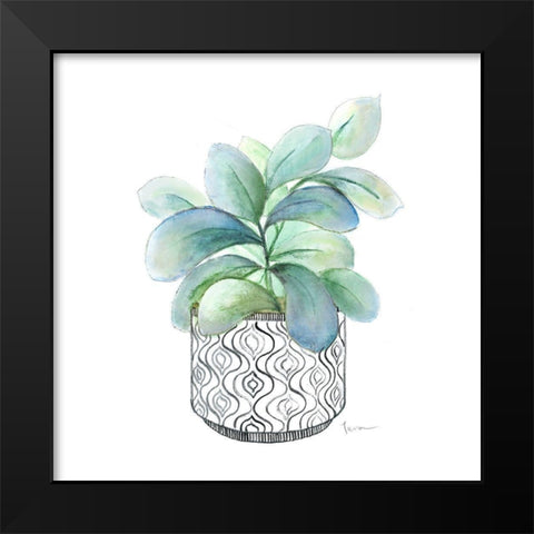 Modern Botany Blue III Black Modern Wood Framed Art Print by Tava Studios