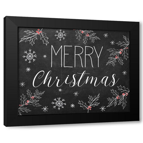 Merry Christmas Chalkboard Black Modern Wood Framed Art Print by Santiago, Daniela