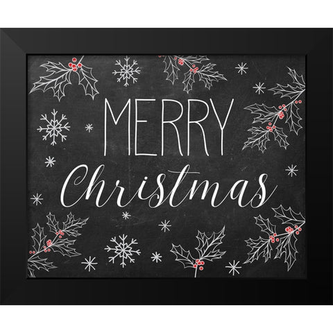 Merry Christmas Chalkboard Black Modern Wood Framed Art Print by Santiago, Daniela