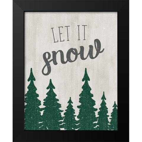 Let It Snow Forest Black Modern Wood Framed Art Print by CAD Designs