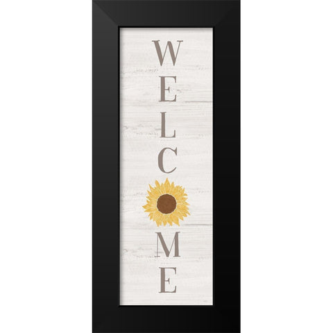 Sunflower Welcome Black Modern Wood Framed Art Print by Carpentieri, Natalie