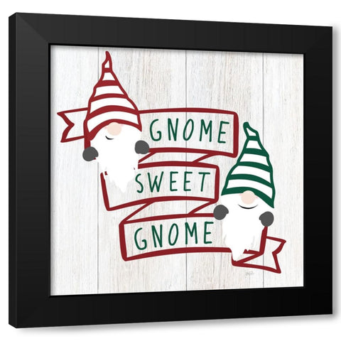 Gnome Sweet Gnome Black Modern Wood Framed Art Print with Double Matting by Carpentieri, Natalie