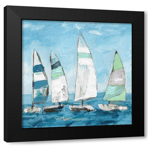 Seaglass Sails II Black Modern Wood Framed Art Print with Double Matting by Craven, Katrina