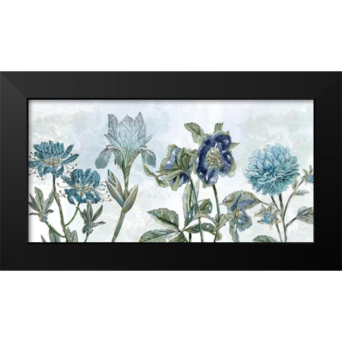 Vintage Shades Of Blue Black Modern Wood Framed Art Print by Nan