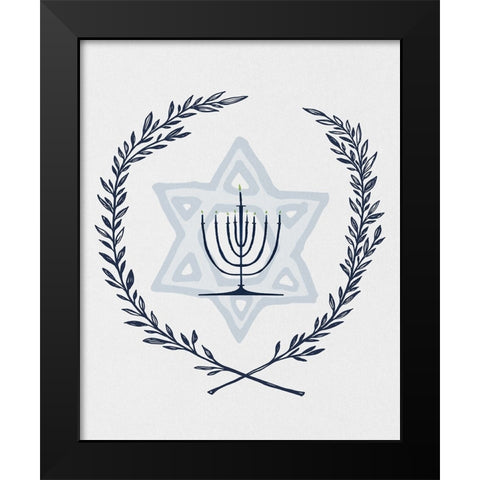 Happy Hanukkah I Black Modern Wood Framed Art Print by Jill, Susan
