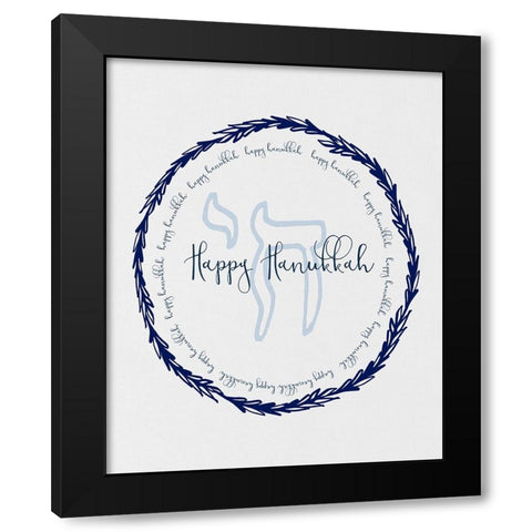 Hanukkah Go Round Black Modern Wood Framed Art Print with Double Matting by Jill, Susan