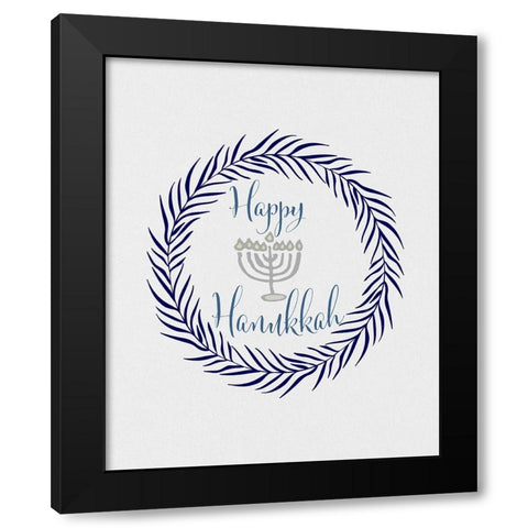 Hanukkah Wreath Black Modern Wood Framed Art Print by Jill, Susan
