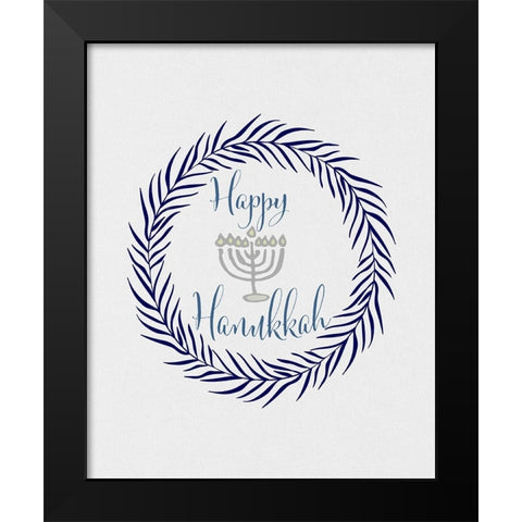 Hanukkah Wreath Black Modern Wood Framed Art Print by Jill, Susan