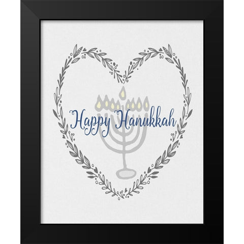 Hanukkah Heart Black Modern Wood Framed Art Print by Jill, Susan
