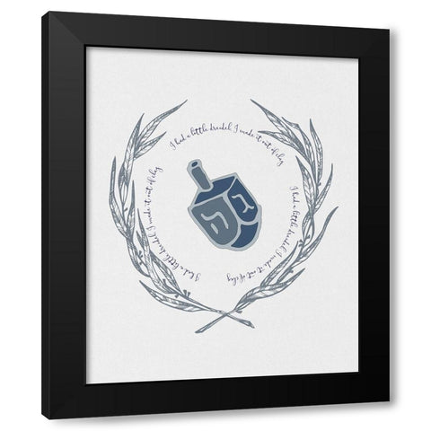 Hanukkah Dreidel Black Modern Wood Framed Art Print with Double Matting by Jill, Susan