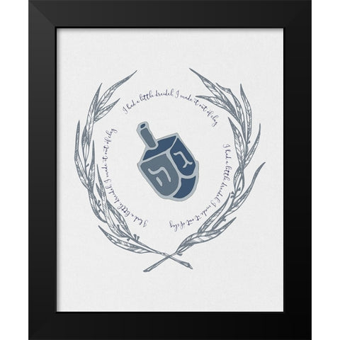 Hanukkah Dreidel Black Modern Wood Framed Art Print by Jill, Susan