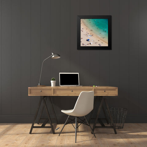 Aerial Waikiki Black Modern Wood Framed Art Print by Delimont, Danita