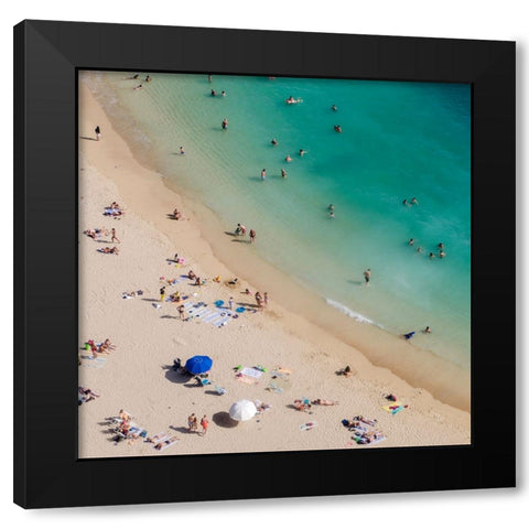 Aerial Waikiki Black Modern Wood Framed Art Print with Double Matting by Delimont, Danita