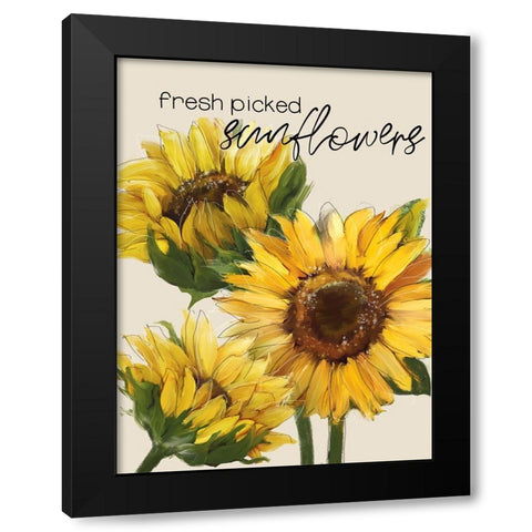 Fresh Picked Sunflowers Black Modern Wood Framed Art Print by Knutsen, Conrad