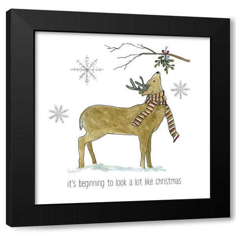 Simple Winter Pleasures Deer Black Modern Wood Framed Art Print with Double Matting by Finn, Livi