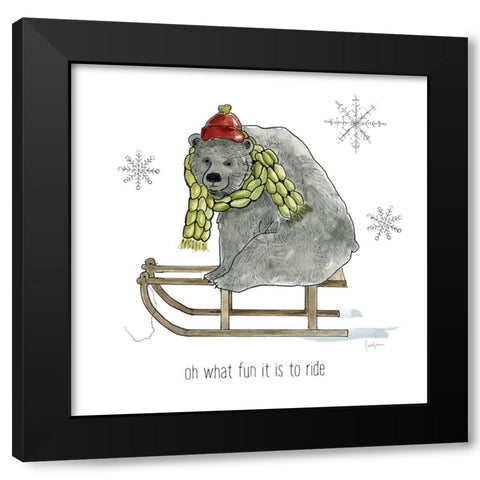 Simple Winter Pleasures Bear Black Modern Wood Framed Art Print with Double Matting by Finn, Livi
