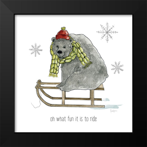 Simple Winter Pleasures Bear Black Modern Wood Framed Art Print by Finn, Livi