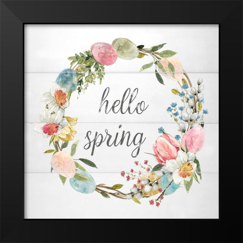 Farmhouse Easter Egg Wreath Black Modern Wood Framed Art Print by Finn, Livi