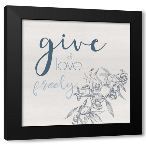 Give Freely Black Modern Wood Framed Art Print by Santiago, Daniela
