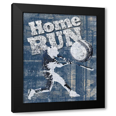Home Run Hitter Black Modern Wood Framed Art Print by Craven, Katrina