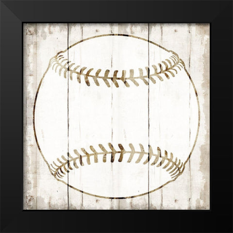 Rustic Baseball Black Modern Wood Framed Art Print by CAD Designs