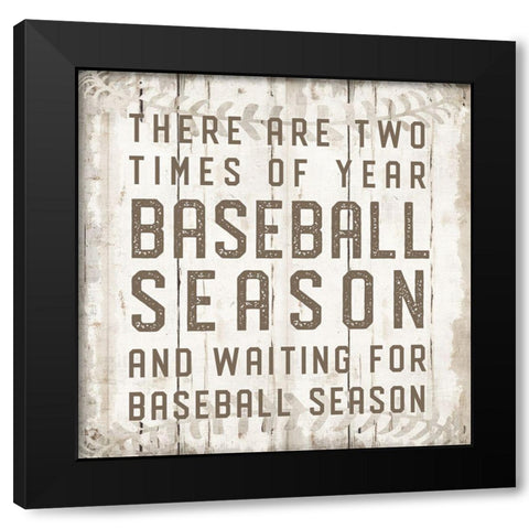 Baseball Season Black Modern Wood Framed Art Print with Double Matting by CAD Designs
