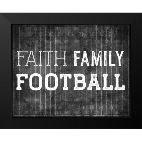 Faith Family Football Black Modern Wood Framed Art Print by Carpentieri, Natalie