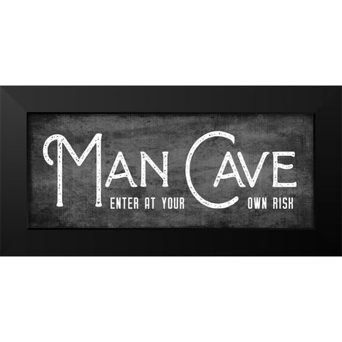 Man Cave Black Modern Wood Framed Art Print by CAD Designs