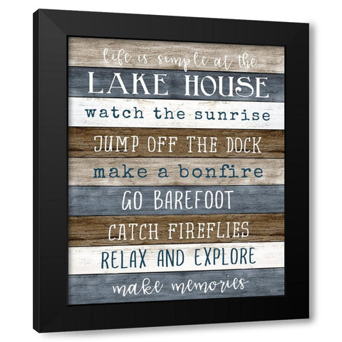 Simple Lake Rules Black Modern Wood Framed Art Print with Double Matting by Carpentieri, Natalie