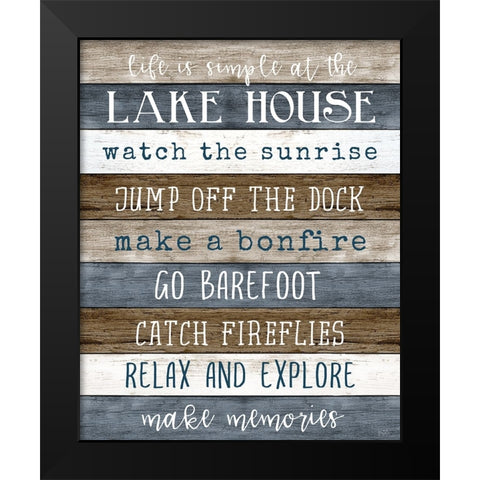 Simple Lake Rules Black Modern Wood Framed Art Print by Carpentieri, Natalie