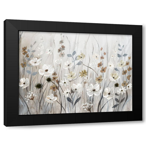 Misty Meadow Field Black Modern Wood Framed Art Print by Nan