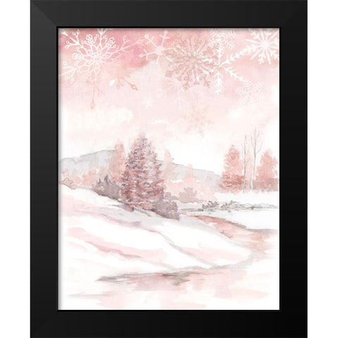 Blush Winter Black Modern Wood Framed Art Print by Nan