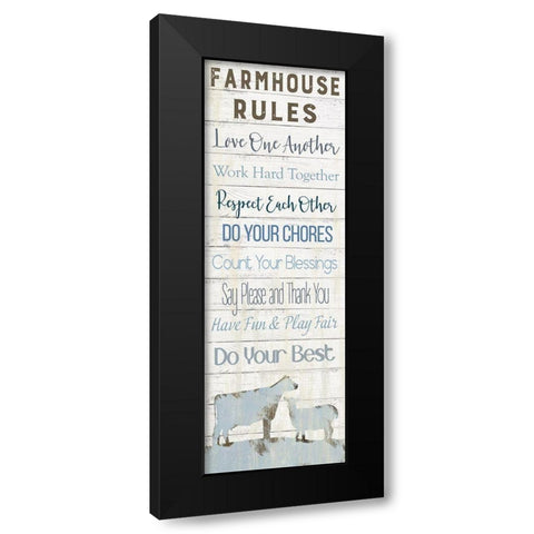 Farmhouse Rules Black Modern Wood Framed Art Print by Robinson, Carol
