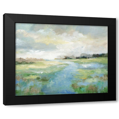 Winding Stream Black Modern Wood Framed Art Print with Double Matting by Nan