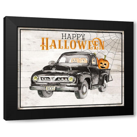 Happy Halloween Black Modern Wood Framed Art Print by Santiago, Daniela