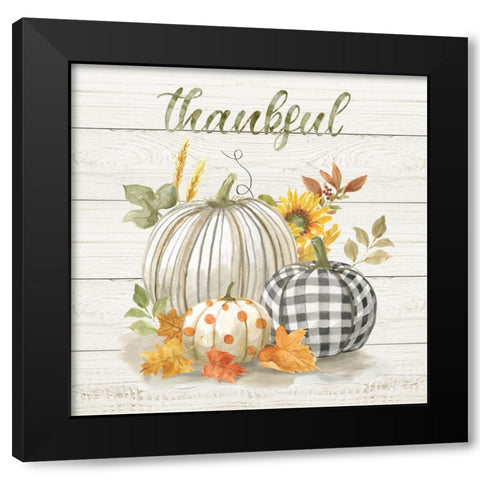 Thankful Pumpkins Black Modern Wood Framed Art Print by Nan