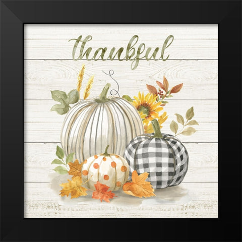 Thankful Pumpkins Black Modern Wood Framed Art Print by Nan