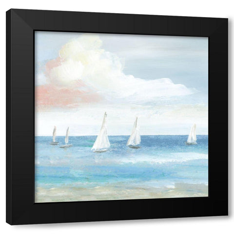 Beach Sail Bliss Black Modern Wood Framed Art Print by Nan