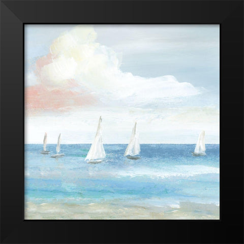 Beach Sail Bliss Black Modern Wood Framed Art Print by Nan