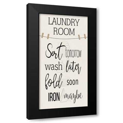 Laundry Room Black Modern Wood Framed Art Print by CAD Designs