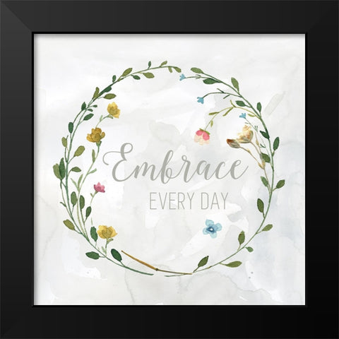 Embrace Everyday Pressed Wreath Black Modern Wood Framed Art Print by Finn, Livi