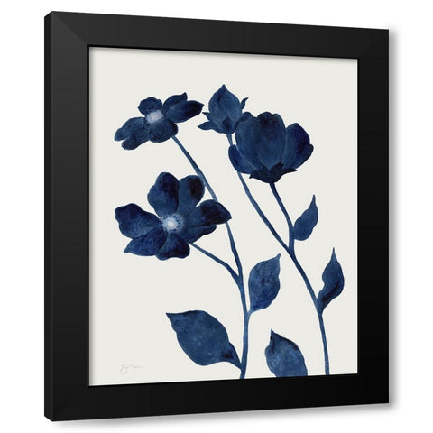 Indigo Bloom I Black Modern Wood Framed Art Print by Tava Studios