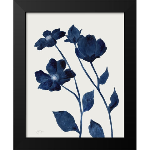 Indigo Bloom I Black Modern Wood Framed Art Print by Tava Studios