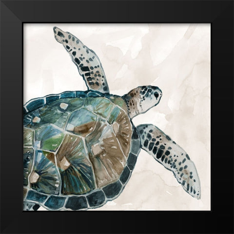 Neutral Sea Turtle I Black Modern Wood Framed Art Print by Robinson, Carol