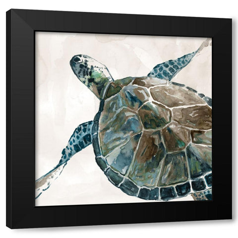Neutral Sea Turtle II Black Modern Wood Framed Art Print by Robinson, Carol