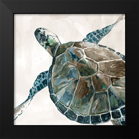 Neutral Sea Turtle II Black Modern Wood Framed Art Print by Robinson, Carol