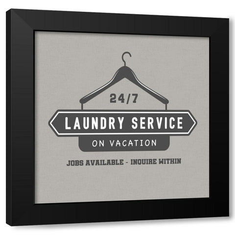 Laundry Service Black Modern Wood Framed Art Print by CAD Designs