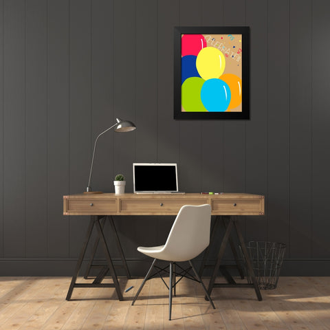 Celebrate Black Modern Wood Framed Art Print by CAD Designs