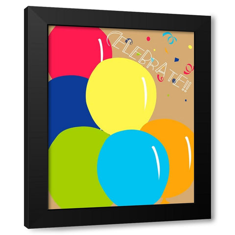 Celebrate Black Modern Wood Framed Art Print with Double Matting by CAD Designs